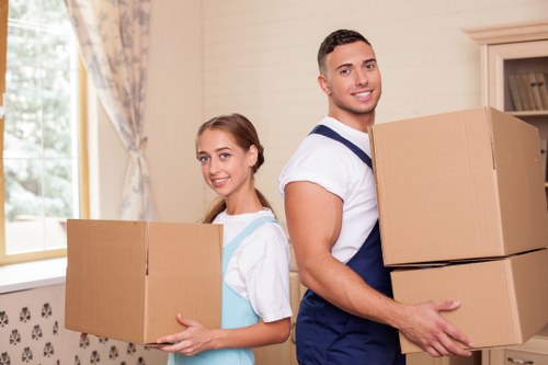 Boxes and belongings neatly arranged in secure storage